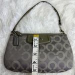 Coach y2k Patent Leather Canvas Gray Signature Canvas Wristlet Mini Purse Photo 9