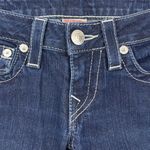 True Religion Dark Blue Wash Turquoise Gemstone Embellished Low Rise Billy Jeans Photo 3