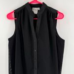 Finley Button Down Shirt SZ Small Sleeveless Mesh Black USA Made Luxury Classic Photo 3