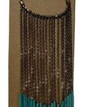 Shiraleah Gold Tone Turquoise Long Eulalia Fringe Necklace Photo 0