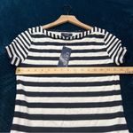CHAPS ‎ Navy and White Striped 100% Cotton Boat Neck Short Sleeve Tee NWT Size S Photo 8