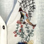 Desigual  | Small | Boho Embroidered Sequin Birds Long Sleeve Collarless Shirt Photo 6