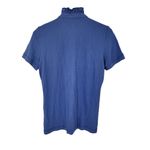Tory Burch  Blue Lydia Ruffle Polo Shirt Women's Size Medium Photo 2