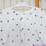 Madewell NEW‎  Embroidered Lightspun Wide-Neck Cuffed-Sleeve Top, XS Photo 7