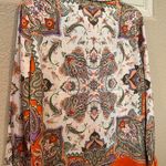 Rachel Zoe  Orange Multicolor Paisley Button Up Dress Top Photo 4