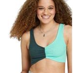 Wild Fable Womens Crop Tank Top Textured Colorblock Aqua Green XL Photo 0