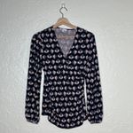 Boden Women’s Black Pink Gray Leaf Print Surplice V Photo 2