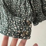 American Eagle Green Ditsy Floral Wrap Peasant Puff Festival Crop V-Neck Top Photo 4