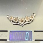 Unique Vintage 925 Sterling Silver Hibiscus Flowers Slider Collar Pendant 8g. Photo 8