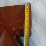 Nine West Women's Size Med NWT Faux-Leather Midi Dress Short Sleeve Maple Brown Photo 9