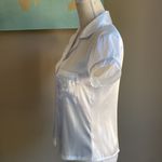Buttons White satin Bride pj top with baby blue piping, embroidery and  Photo 2