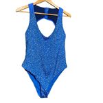 Nike NWT‎  Swim Size XL Water Dots Keyhole Back One-Piece Swimsuit Pacific Blue Photo 2