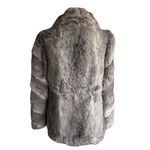 Danielle France Gray Rabbit Fur Winter Coat with Pink Lining size Medium Photo 2