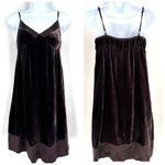 Gap  Y2K Velvet Silk Blend‎ Slip Dress Sz 2 Chocolate Brown Whimigoth FairyGrunge Photo 3