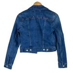 Levi’s Studded Denim Jacket Womens S Medium Wash Cropped Stretch Button Western Brown Photo 3