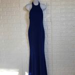 Abyss By Abby  royal blue halter neck strappy back maxi evening party‎ dress Sz L Photo 2
