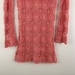 Hula-La Vintage Y2K Coral Pink Crochet Summer Beach Swim Cover Up Mini Dress Photo 11