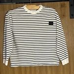 ZARA  Crew Neck Black and White Striped Cotton Sweater Photo 0
