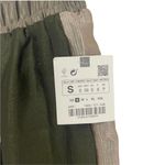 ZARA  Jogger Track Pants Army Green Metallic Gold Shiny Textured Size Small NWT Photo 4