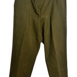 Kate Hill Pant Women 14W Olive Green 100% Chino Chino Cropped Lagenlook Coastal Photo 0