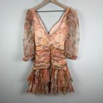 Rosevelvet Tulle‎ Pleated Ruched Mini Dress Small Multi Ruffle Fairycore Party Orange Photo 1