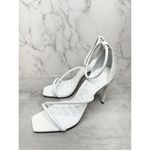 Schutz  Sandals Size 8B White Leather Open Square Toe Stiletto Heel Ankle Strap Photo 2