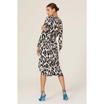 Ronny Kobo Jade Silk Midi Dress Animal Print Navy Blue White Womens Size Small Photo 3