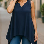 Sophie Max  Womens Tank Top Size XS Germaine‎ Trapeze Navy Blue Swing NEW Photo 0