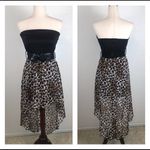 Vintage Y2K strapless bow embellished belted Hi/low leopard print mini dress Black Size M Photo 6