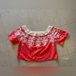 Flying Tomato Summer Tropical floral crochet orange White top plus Size 2X Photo 6