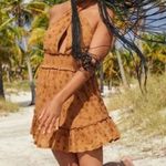 Aerie  Spring Fling Boho Eyelet Lace Halter Crossover Backless Smocked Dress NWT Photo 0