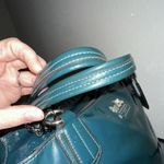 Coach Chelsea 18770 Hunter Green Patent Leather Chain Leather Straps Tote RARE Photo 7