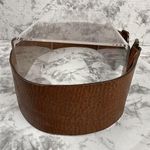 Massimo Dutti Boho Brown Pebbled Leather Wide Belt Size 28 Brass Floral Buckle Photo 5