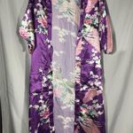 Vicabo Purple Floral Peacock Satiny Kimono Robe Lingerie Size Large NWOT Photo 9
