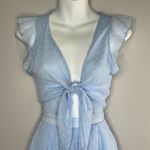 Lucy in the Sky  Blair Romper Small Blue‎ Swiss Dot Sheer Ruffle Tie Front Cute Photo 4