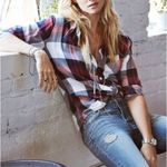 Rails Hunter Plaid Flannel Button Up Shirt White Indigo Blue Blush $148 Size XS Red Photo 6