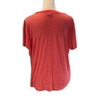 Eddie Bauer Eddy Bauer Melon with White Stripes Short Sleeve Round Neck Ruched Sides Tee S Photo 3