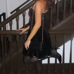 House Of CB  Marilla Black Velvet Dress medium tall Photo 0