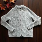 Lands' End  Lambswool Cable Knit Fisherman Cardigan Sweater Button Up Women's M Photo 1