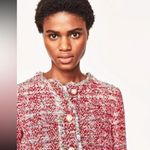 ZARA  Tweed TEXTURED WEAVE CARDIGAN JACKET W/ FRAYED DETAIL w/ Gold Pearl Buttons Photo 10