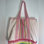 Canvas Tote Bag Artisan Aztec Pompom Fringe Zigzag Tutti Frutti Pink Stripe Boho Photo 8