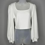 SheIn White Square Neck Lantern Long Sleeve, Petite 8/10 Photo 4