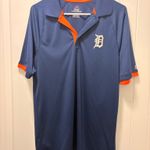 Majestic Detroit NFL Lions Collared Short Sleeve Navy and Orange Tshirt Photo 0