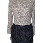 Tyler Boe Cheetah Feather tiered mock neck black Dress bell sleeved medium NWTs Photo 2