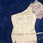 IvaNova Boutique Asymmetrical White and Purple Dress Ruffle Size 4 Photo 3