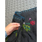 Moschino  Floral Flower Embroidered Black 100% Linen Pants‎ Womens Size 8 Photo 5