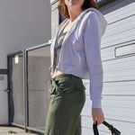 Brandy Melville John Galt Crystal Heather Grey Zip Up Cropped Hoodie Size Small Photo 1