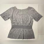 Ann Taylor Ann Taylor Gray Peplum Short Sleeve Sweater Top Womens Size L Business Casual Photo 8