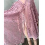 Peach pink Lace floral Open Front Kimono Beach Coverup Lightweight relaxed #211 Size undefined Photo 6
