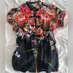 Silk Floral Black Kimono Top Photo 4